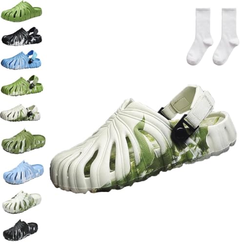 Qixfyze Bunte Monstera-Schuhe Für Damen Und Herren, Sommer-Hausschuhe Mit Monstera-Blattmuster, Rutschfeste, Leichte Pantoletten(#I,40/41) von Qixfyze