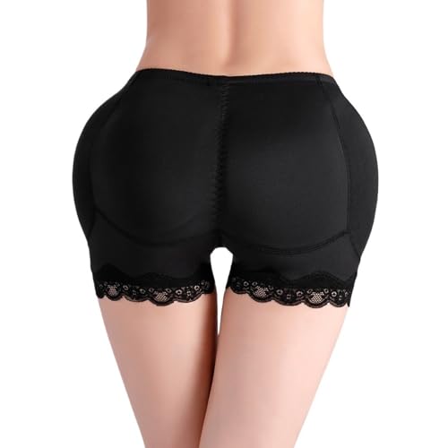Qixfyze Hüften Und Po Polster Silikon Unterhose, Push Up Unterhose Damen, Push Up Po, Po Vergrößerung, Shapewear Mit Po-Polstern, Body Shaper Butt Lifter(Schwarz,S) von Qixfyze