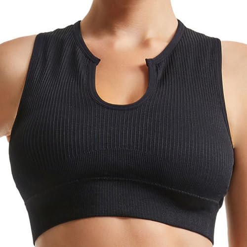 Shape Me Up Crop Top, Hochfester Stoßfester Damen-BH, Anti-Sagging, Geraffter Schöner Rücken, Unterwäsche Ohne Bügel(Schwarz,M) von Qixfyze