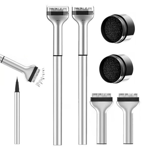 Unterer Wimpernstempel, 2-in-1-Eyeliner- Und Unterer-Wimpern-Stempel-Set, Wasserfestes Unterer-Wimpern-Stempel-Kit, Schnelltrocknender Stempel, Augen-Make-up-Tool Mit Tinte(2pcs Black) von Qixfyze
