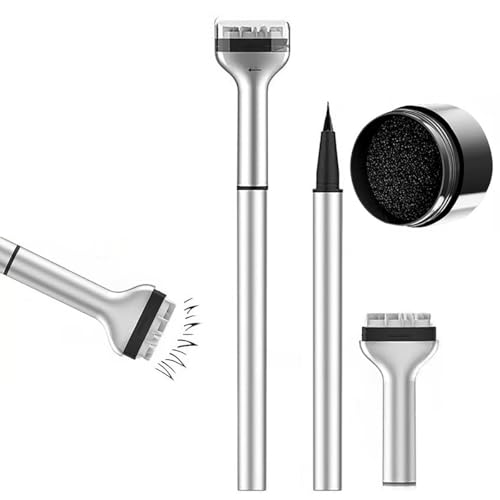 Unterer Wimpernstempel, 2-in-1-Eyeliner- Und Unterer-Wimpern-Stempel-Set, Wasserfestes Unterer-Wimpern-Stempel-Kit, Schnelltrocknender Stempel, Augen-Make-up-Tool Mit Tinte(Schwarz) von Qixfyze