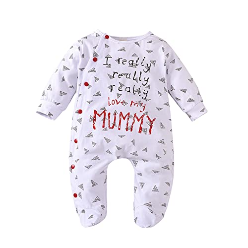 Baby Kleinkind Neugeborene Jungen Mädchen Brief Cartoon Langarm Baumwolle Strampler Overall Outfit Wintersachen Baby Junge von Qixiu