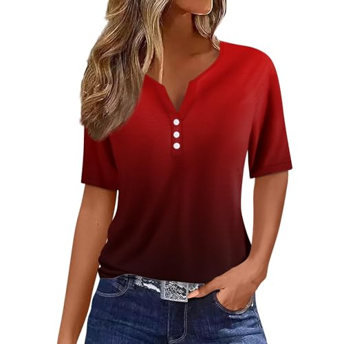 Qixiu Damen Tshirt,Sport Tshirt Damen,Bedruckte Bluse Elegant T Shirts Frauen Schwarz V Ausschnitt Tops Kurzarm Rundhals Sport Oberteile Mit Locker Button Blusen Qixiu Damen Tshirt,Sport Tshirt Damen,Bedruckte Bluse Elegant T Shirts Frauen Schwarz V Ausschnitt Tops Kurzarm Rundhals Sport Oberteile Mit Locker Button Blusen von Qixiu