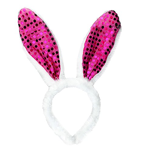 Headband Zubehör für Erwachsene Haarband für Erwachsene Haarband für Kinder Pailletten Kaninchenohr Haarreif Kühlendes Kopftuch (Hot Pink, One Size) von Qixiu