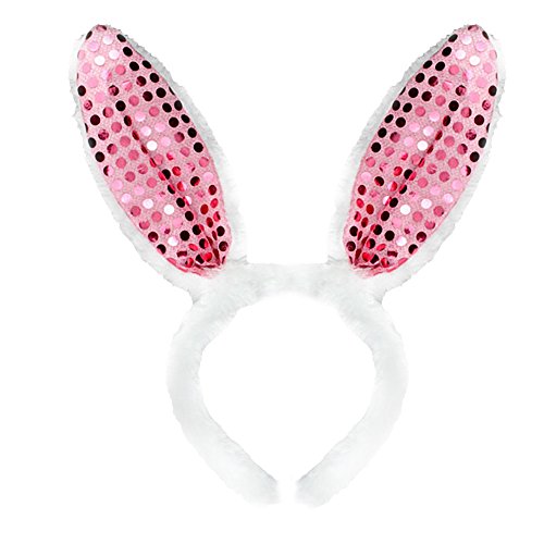 Headband Zubehör für Erwachsene Haarband für Erwachsene Haarband für Kinder Pailletten Kaninchenohr Haarreif Kühlendes Kopftuch (Pink, One Size) von Qixiu