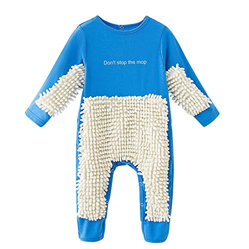 Qixiu Baby Long Sleeve Mop Romper Outfit Baby Clothing Cleaning Mop Jumpsuit Children Playsuit for Crawling Boy Girl 0-24 Months, multicoloured von Qixiu