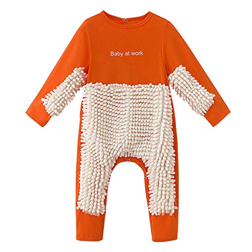 Qixiu Baby Long Sleeve Mop Romper Outfit Baby Clothing Cleaning Mop Jumpsuit Children Playsuit for Crawling Boy Girl 0-24 Months, multicoloured von Qixiu