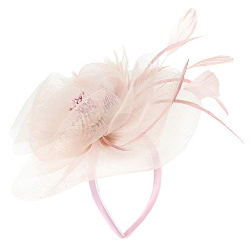 Qixiu British Bridal Party Damen Tea Fascinator Stirnband Stirnband Schwarz Herren (Pink, One Size) von Qixiu