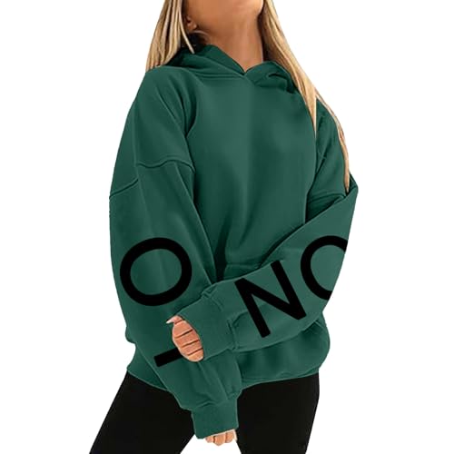 Qixiu Damen Pullover Herbst,Hoodie Oversize Damen,Stadt Brief Gedruckt Kapuzenpullover Lang Ärmeln Oversize Lässige Lockere Taschenhaubeer Hoody Sweatshirt Kleidung Elegant von Qixiu