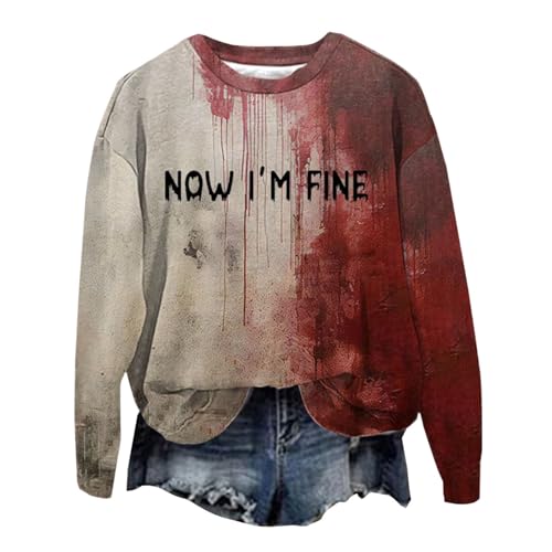 Qixiu Halloween Costume,Damen Langarm-t-Shirt Halloween,Damensweatshirt,Damen Pullover Oversize,Longpullover für Damen,Hoodie Damen flauschig,Sweat Hoodie,Weihnachtspullover Partnerlook von Qixiu