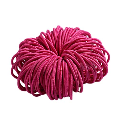 Qixiu Mädchen 100 Stück 3 cm Nylon-Nylon-Haarklebeband Haarseil-Farbschmuck Stirnband Damen Helm (Hot Pink, One Size) von Qixiu