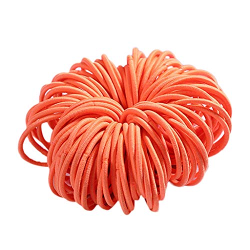 Qixiu Mädchen 100 Stück 3 cm Nylon-Nylon-Haarklebeband Haarseil-Farbschmuck Stirnband Damen Helm (Orange, One Size) von Qixiu