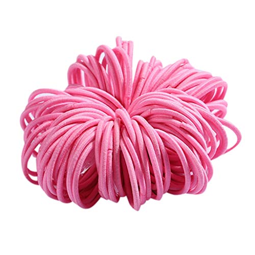 Qixiu Mädchen 100 Stück 3 cm Nylon-Nylon-Haarklebeband Haarseil-Farbschmuck Stirnband Damen Helm (Pink, One Size) von Qixiu