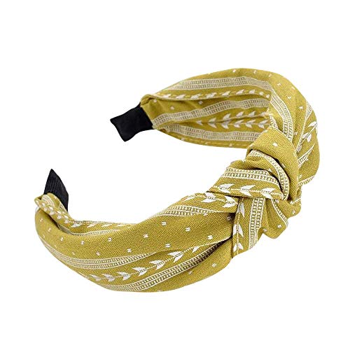 Qixiu Modebogen Knoten Haarband Frauen Haarkopfbügel einfache Süße Mädchen Haarreif Heimatstolz Stirnband (Yellow, One Size) von Qixiu