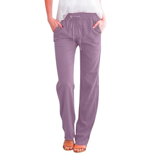 Qixiu Sommerhose Damen, Leinenhose Lang Damen, Leinenhosen Elegant Leicht, Meine Bestellungen Anzeigen, Die Discounter 4, 1 Cent Artikel, Pant Women von Qixiu