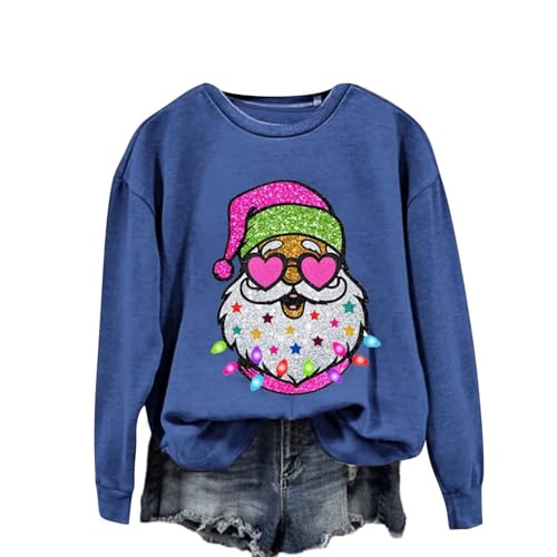 Qixiu Weihnachtspullover Damen Strick Lustig, Pulli Teenager Mädchen Baggy, Bluse Weihnachten, Wandern, Weihnachts Hausschuhe, Kapuzenpullover Einfarbig, Pullover von Qixiu