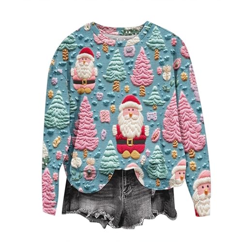 Qixiu Weihnachtspullover Familie, Glitzer Oberteile Damen Weihnachten, Kapuzen-Sweatshirt Zum Schnüren, Weihnachtspullover Herren LED, Weihnachts Hausanzug, Langarmshirt, Kuschelpullover von Qixiu