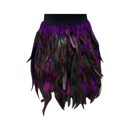 Qixiu federrock schwarz,karnevalskostüme Damen,tüllrock,Fastnacht kostüm Damen,tüllrock Pastell Damen,tütü XXL,Blauer tüllrock Damen,tüllrock schwarz-lila,Karneval Overall damenpfau haarreif von Qixiu