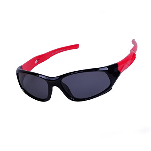 Qixuan Kinder Sonnenbrille TR90 Polarisierte Sportbrille für Jungen und Mädchen Alter 3-12, Rahmen Flexiblem Gumm,100% UV-Schutz, mit Etui von Qixuan