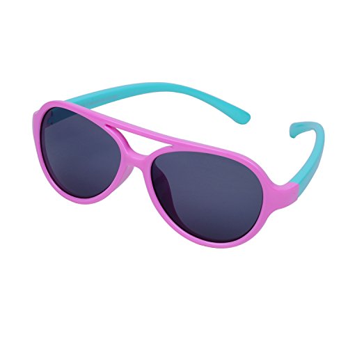 Qixuan QIXU Sonnenbrille für Babys und Kinder (3-8 Jahre) aus flexiblem Gummi, für Jungen und Mädchen, polarisiert, UV400, Rosa von Qixuan