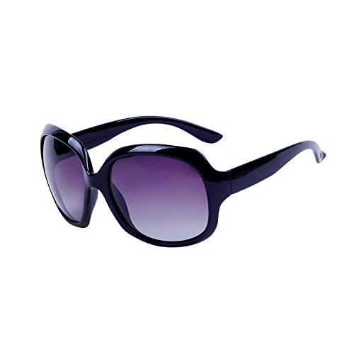 Sonnenbrille für Damen, polarisiert, mit Etui, QIXU Oversized rund, Retro, Vintage, Mode, Gläser UV400 Schutz, lunettes de soleil femme polarisées011, Schwarz, lunettes de soleil femme polarisées011 von Qixuan