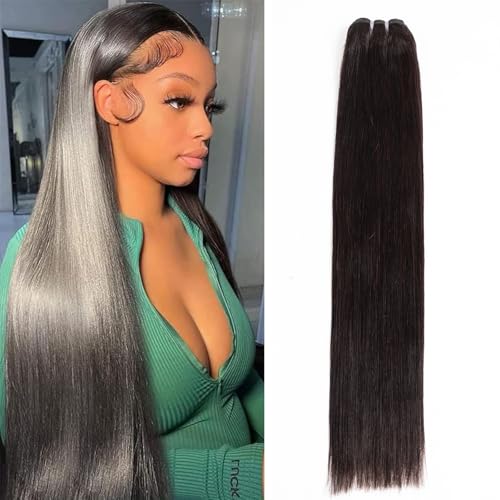 Bundles Human Hair Extensions Echthaar Tressen Echthaar Extensions für Schwarze Frauen Bundles Extensions Tressen Haarveralngerung Human Hair Bundle (straight bundles human hair, 22 Zoll) von Qiyazai