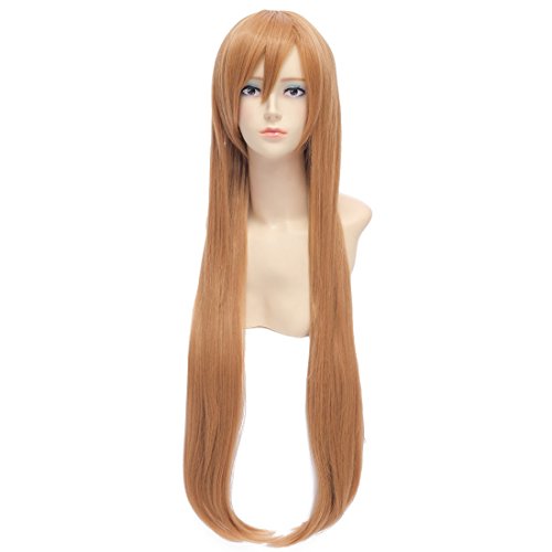 QIYUN.Z 100cm Braun Gerade Lange Synthetische Vollständige Cosplay Kostüm Animeperücke Cosplay Anime Kostüm Kunstfaser Haar Hitzebeständig Volle Perücke Für Frauen von Qiyun.z