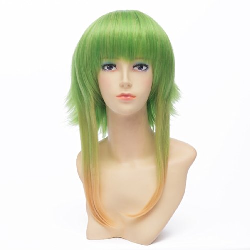 QIYUN.Z Cosplay Vocaloid Gumi Kamelien Hellgrün Allmähliche Veränderung Farbe Anime Lange Gerade Grün Gelb Anime Cosplay Kostüm Kunstfaser Haar Hitzebeständig Volle Perücke Für Frauen von Qiyun.z