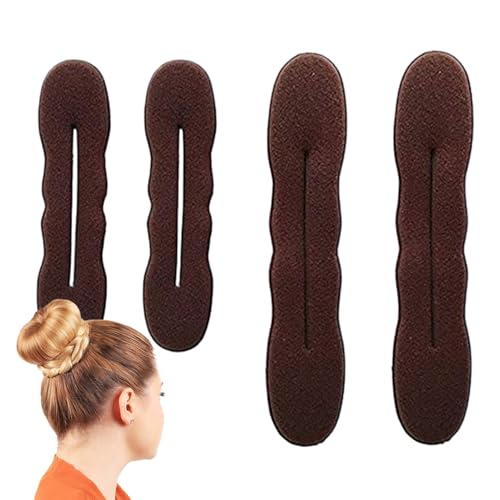 4 Stück Dutt-Maker Aus Schaumstoff, 2 Kleine Und 2 Große Retro-Haarbänder, Donut-Dutt-Maker Geeignet Für Frauen Und Mädchen, Einen Donut-Style (Dunkelbraun) von Qizeroty