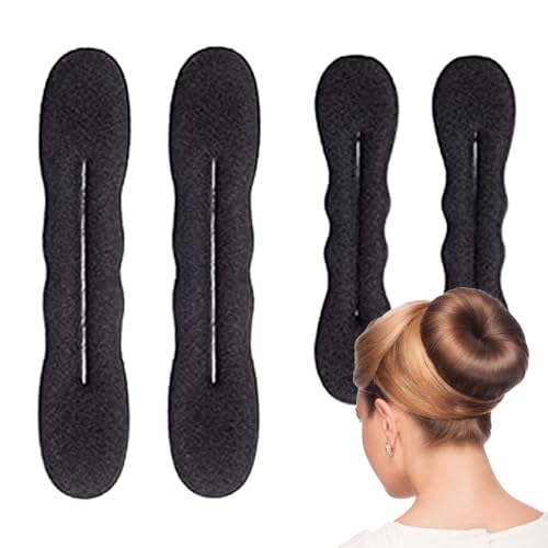 4 Stück Dutt-Maker Aus Schaumstoff, 2 Kleine Und 2 Große Retro-Haarbänder, Donut-Dutt-Maker Geeignet Für Frauen Und Mädchen, Einen Donut-Style (Schwarz) von Qizeroty
