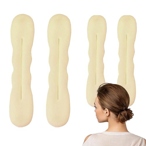 4 Stück Dutt-Maker Aus Schaumstoff, 2 Kleine Und 2 Große Retro-Haarbänder, Donut-Dutt-Maker Geeignet Für Frauen Und Mädchen, Einen Donut-Style (Weiß) von Qizeroty
