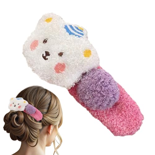 Haarspangen Für Damen - Plüsch Haarclip in Form eines seitlichen Bären,Kinderschmuck Cartoon Zieraccessoires Bär Styling von Qizeroty