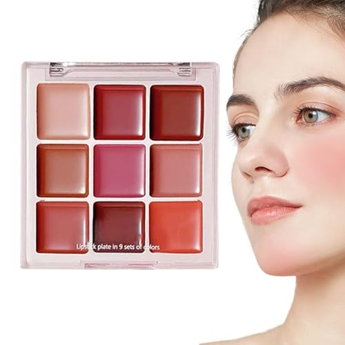 Lippenglanz-Palette | 9 Farben Lippen Makeup Set,Wasserdicht Lang Anhaltend Voluminisierend Feuchtigkeitsspendend für Täglichen Gebrauch Party Makeup und Teenager Mädchen von Qizeroty