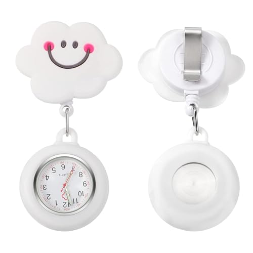 Qizeroty Einziehbare Krankenschwesteruhr Zum Anstecken, Tragbare Silikon-Krankenschwesteruhr Zum Anstecken Mit Sekundenzeiger, Ideales Accessoire Und Geschenk Für Ärzte Und Pflegekräfte (Weiße Wolke) Qizeroty Einziehbare Krankenschwesteruhr Zum Anstecken, Tragbare Silikon-Krankenschwesteruhr Zum Anstecken Mit Sekundenzeiger, Ideales Accessoire Und Geschenk Für Ärzte Und Pflegekräfte (Weiße Wolke) von Qizeroty