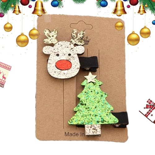 Weihnachts Haarnadeln, Süßes Weihnachtsmann Elch Und Weihnachts Haarspangen Set, Süßes Mädchen Weihnachtstag Haarspangen Ornament Geschenk Für Festivalveranstaltungen, Alltagskleidung -D von Qizeroty