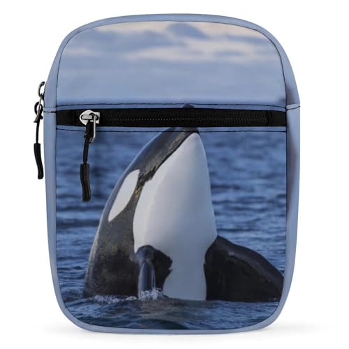 Qjjinxior Chinchilla Camerons Umhängetasche, Mehrzwecktasche, kleine Umhängetasche für Arbeit, Business, Reisen, Killer Whales Orca, Einheitsgröße von Qjjinxior