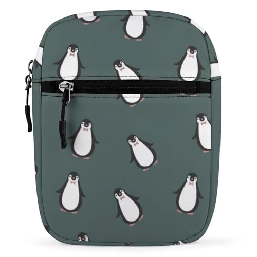 Qjjinxior Chinchilla Camerons Umhängetasche, Mehrzwecktasche, kleine Umhängetasche für Arbeit, Business, Reisen, Pinguin-Muster, Einheitsgröße von Qjjinxior