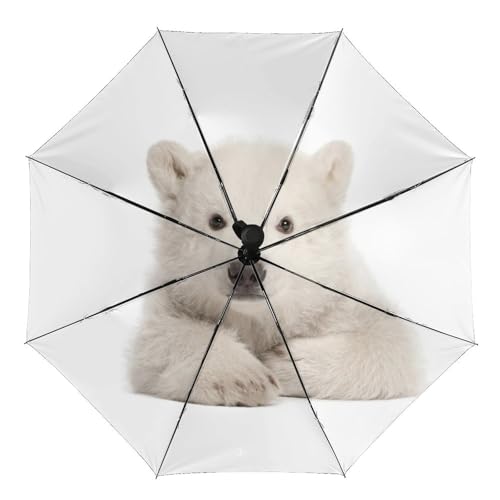 Qjjinxior Eisbär-Regenschirm, automatisches Öffnen, 3-fach gefalteter Regenschirm, eisbär, Einheitsgröße von Qjjinxior