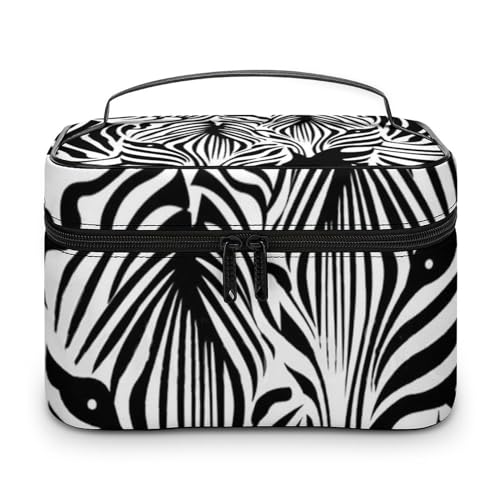 Qjjinxior Kosmetiktasche, Antelope Canyon Make-up-Tasche, Leder, Reise-Kulturbeutel für Damen, Abstraktes Tier Zebra, 25x18x15cm von Qjjinxior