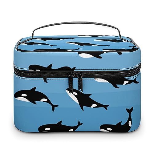 Qjjinxior Kosmetiktasche, Antelope Canyon Make-up-Tasche, Leder, Reise-Kulturbeutel für Damen, Niedlicher Killerwal, 25x18x15cm von Qjjinxior