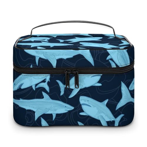 Qjjinxior Kosmetiktasche, Geparden-Paar-Make-up-Tasche, Leder, Reise-Kulturbeutel für Damen, Haifischmuster, 25x18x15cm Qjjinxior Kosmetiktasche, Geparden-Paar-Make-up-Tasche, Leder, Reise-Kulturbeutel für Damen, Haifischmuster, 25x18x15cm von Qjjinxior