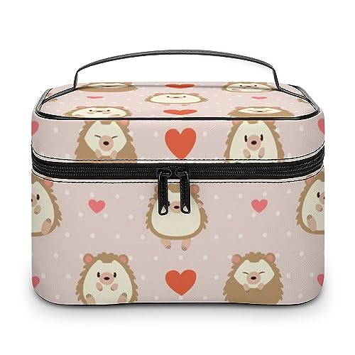 Qjjinxior Kosmetiktasche, Geparden-Paar-Make-up-Tasche, Leder, Reise-Kulturbeutel für Damen, Niedlicher Cartoon-Igel, 25x18x15cm Qjjinxior Kosmetiktasche, Geparden-Paar-Make-up-Tasche, Leder, Reise-Kulturbeutel für Damen, Niedlicher Cartoon-Igel, 25x18x15cm von Qjjinxior