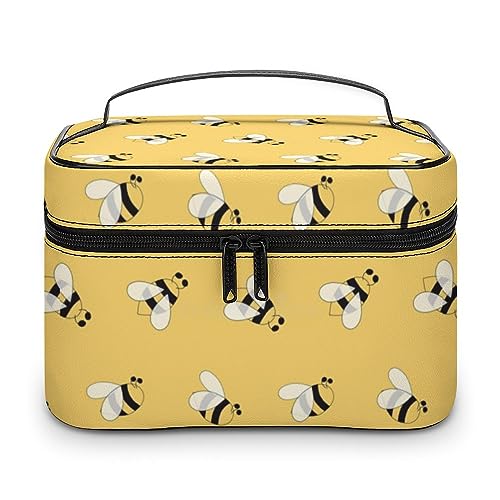 Qjjinxior Kosmetiktasche, Golfplatz-Make-up-Tasche, Leder, Reise-Kulturbeutel für Damen, Niedliche Biene, 25x18x15cm von Qjjinxior