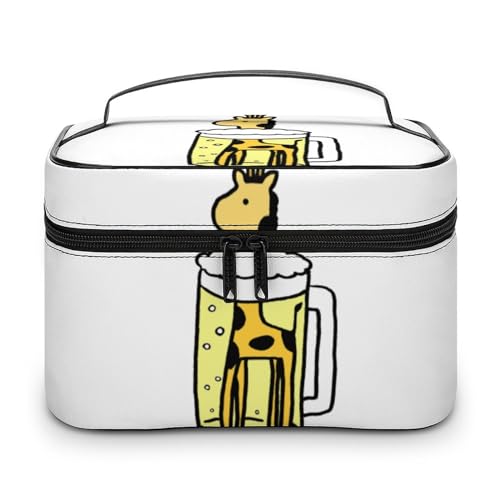 Qjjinxior Kosmetiktasche, Golfplatz-Make-up-Tasche, Leder, Reise-Kulturbeutel für Damen, Niedliche Giraffe und Bier, 25x18x15cm Qjjinxior Kosmetiktasche, Golfplatz-Make-up-Tasche, Leder, Reise-Kulturbeutel für Damen, Niedliche Giraffe und Bier, 25x18x15cm von Qjjinxior