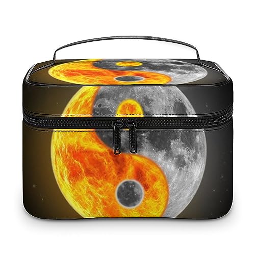 Qjjinxior Kosmetiktasche, Katzenmuster, Make-up-Tasche, Leder, Reise-Kulturbeutel für Damen, Cooles Yin-Yang, 25x18x15cm Qjjinxior Kosmetiktasche, Katzenmuster, Make-up-Tasche, Leder, Reise-Kulturbeutel für Damen, Cooles Yin-Yang, 25x18x15cm von Qjjinxior