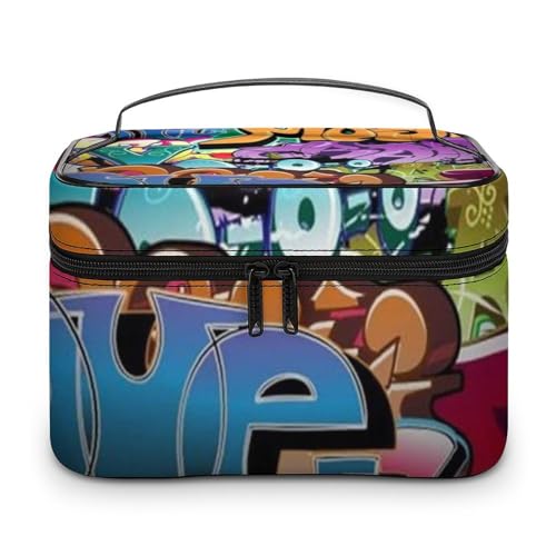 Qjjinxior Kosmetiktasche, Katzenmuster, Make-up-Tasche, Leder, Reise-Kulturbeutel für Damen, Graffiti Hip Hop, 25x18x15cm Qjjinxior Kosmetiktasche, Katzenmuster, Make-up-Tasche, Leder, Reise-Kulturbeutel für Damen, Graffiti Hip Hop, 25x18x15cm von Qjjinxior