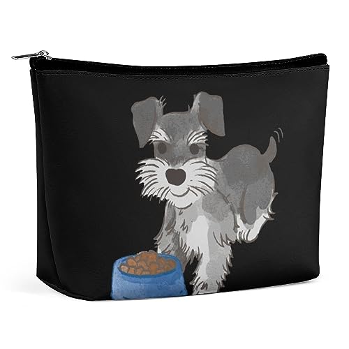 Qjjinxior Kosmetiktasche, Kuchen- und Teekannen-Blumen-Make-up-Tasche, tragbare Kulturtasche mit Reißverschluss für den täglichen Gebrauch, Reisen, Schnauzer Hund, Einheitsgröße von Qjjinxior