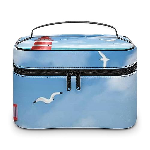 Qjjinxior Kosmetiktasche, Leuchtturm-Make-up-Tasche, Leder, Reise-Kulturbeutel für Damen, Leuchtturm, 25x18x15cm Qjjinxior Kosmetiktasche, Leuchtturm-Make-up-Tasche, Leder, Reise-Kulturbeutel für Damen, Leuchtturm, 25x18x15cm von Qjjinxior