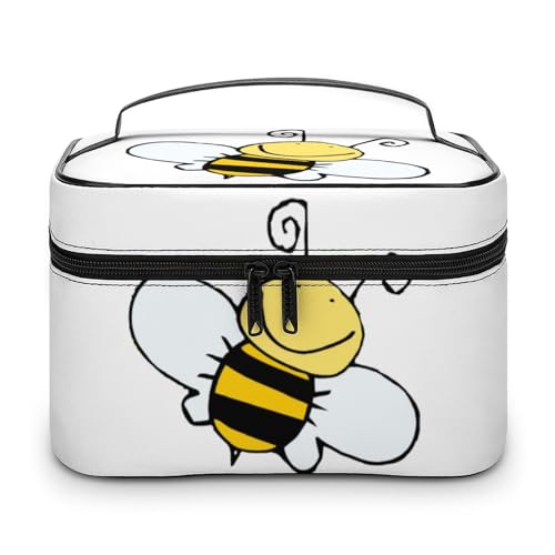 Qjjinxior Kosmetiktasche, Marienkäfer, grüne Landschaft, Make-up-Tasche, Leder, Reise-Kulturbeutel für Damen, Kleine Biene, 25x18x15cm Qjjinxior Kosmetiktasche, Marienkäfer, grüne Landschaft, Make-up-Tasche, Leder, Reise-Kulturbeutel für Damen, Kleine Biene, 25x18x15cm von Qjjinxior