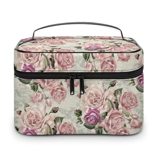 Qjjinxior Kosmetiktasche, Shiba Inu Hundemuster, Make-up-Tasche, Leder, Reise-Kulturbeutel für Damen, Rosen-Design, 25x18x15cm Qjjinxior Kosmetiktasche, Shiba Inu Hundemuster, Make-up-Tasche, Leder, Reise-Kulturbeutel für Damen, Rosen-Design, 25x18x15cm von Qjjinxior